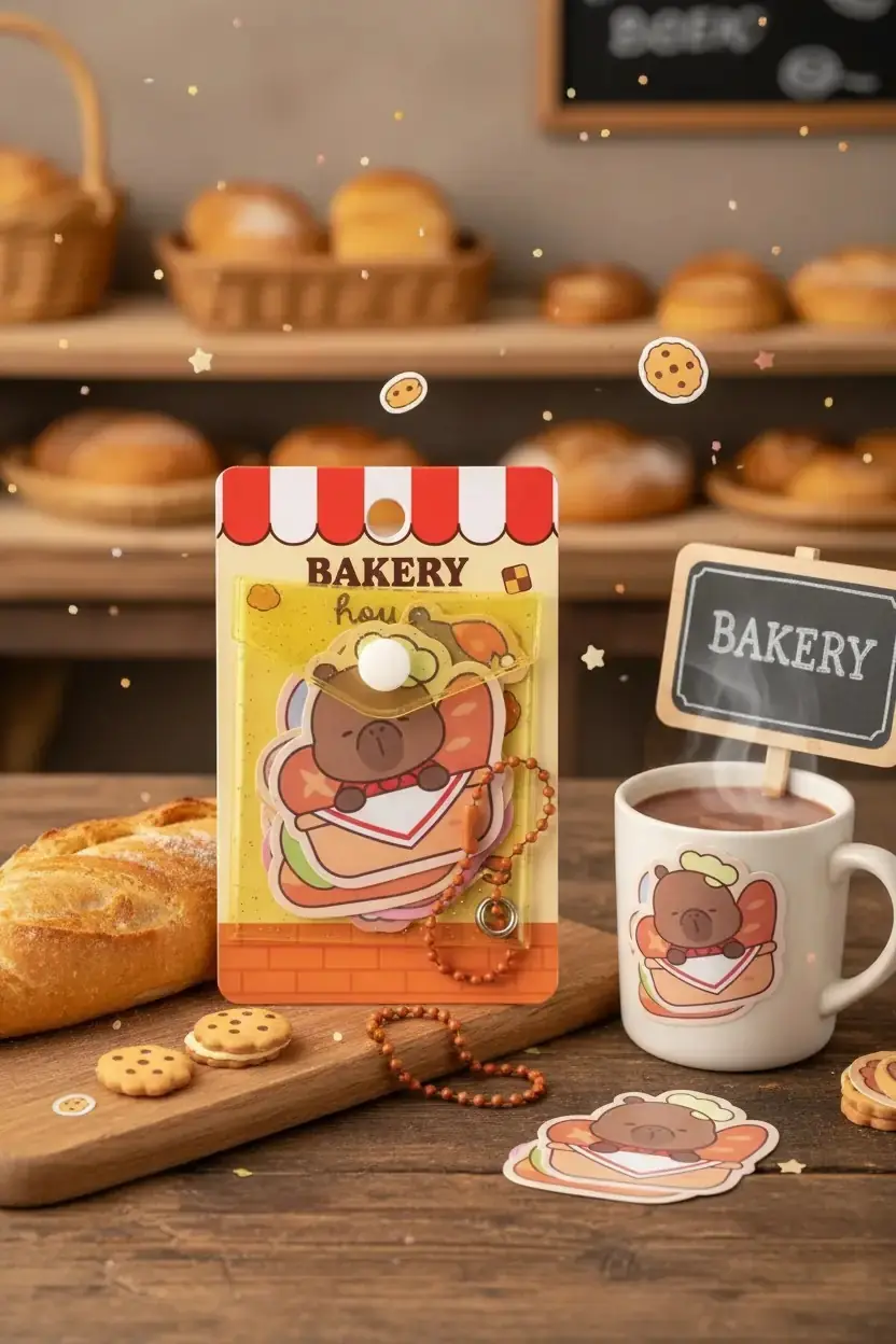 Miniso Lisanslı Pişirme Serisi Mimibara 18 Sayfa Pvc Sticker Seti Dayanıklı Çıkartma Koleksiyonu