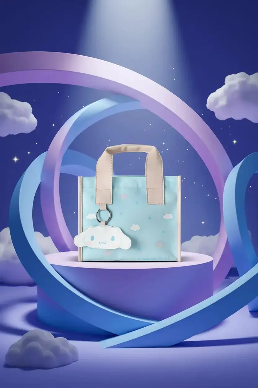 Sanrio Lisanslı Cinnamoroll Kare Yiyecek Çantası – Suya Dayanıklı Pratik Beslenme Çantası 23 Cm