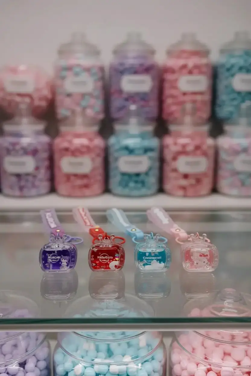 Sanrio Lisanslı Hello Kitty ve Arkadaşları Sıvı Dolgulu TV Anahtarlık – Hareketli Figürlü Model