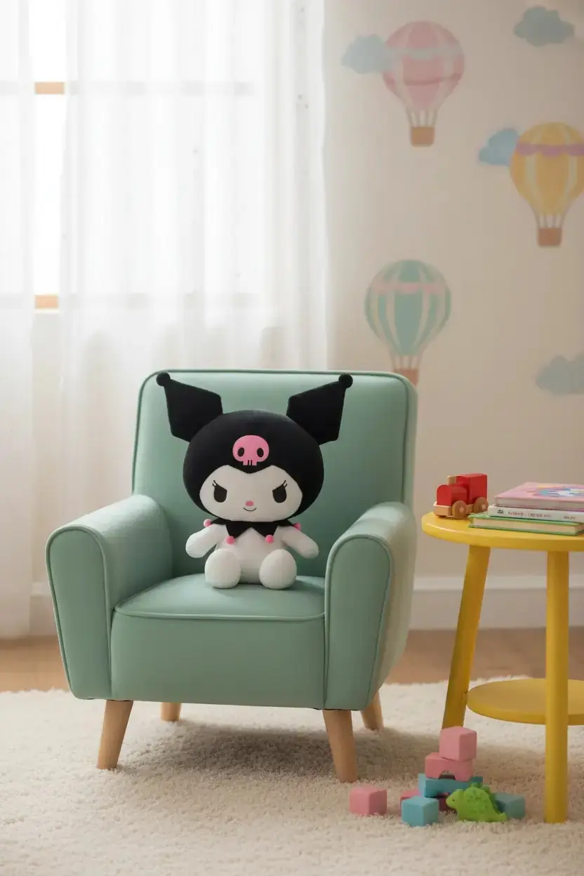 Sanrio Lisanslı Kuromi Peluş Oyuncak 25 Cm – Oturan Yumuşacık Sevimli Tasarım