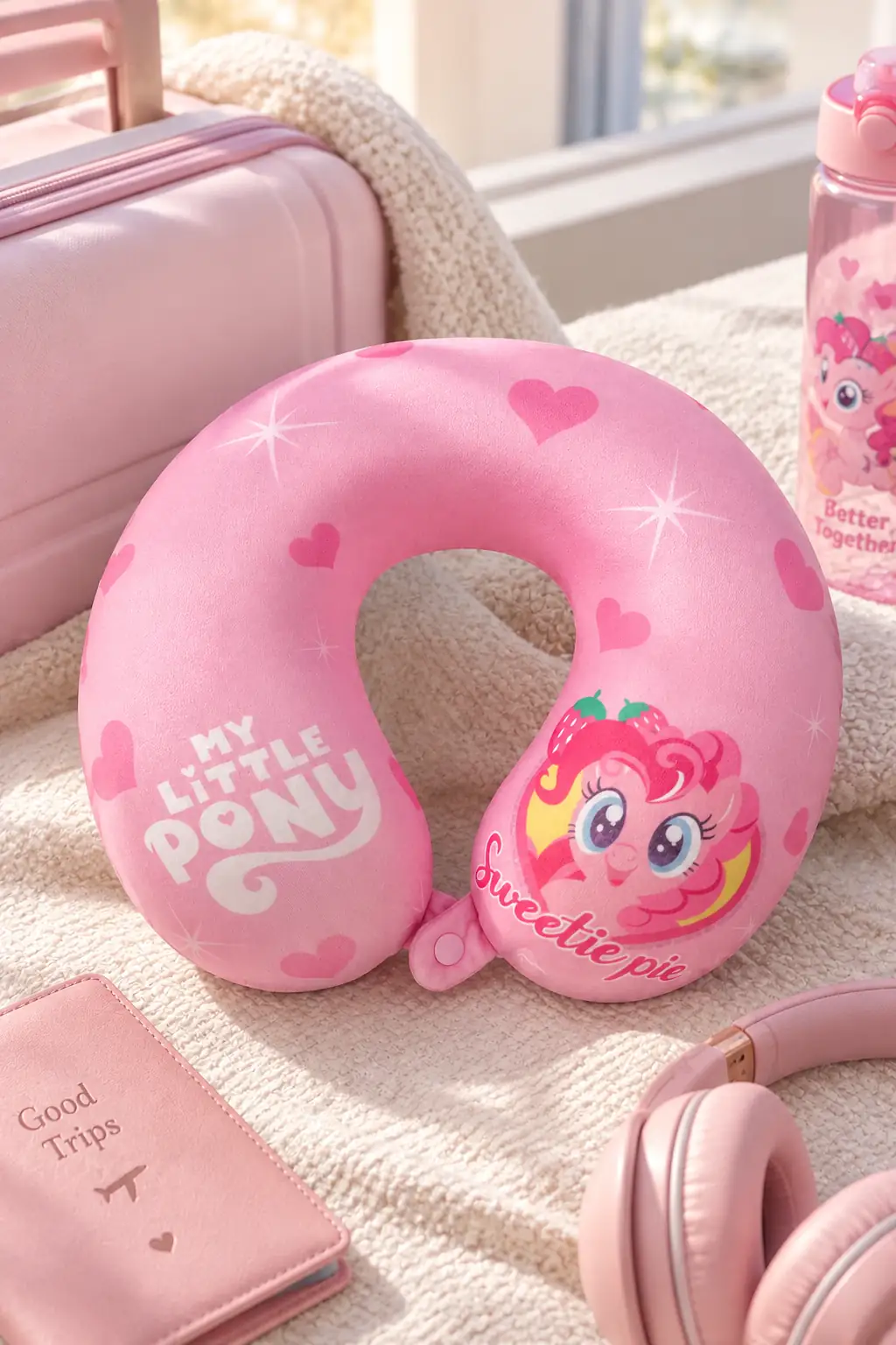 My Little Pony Lisanslı Hafızalı Köpük Boyun Yastığı – Pembe Ergonomik Seyahat Yastığı 30 Cm