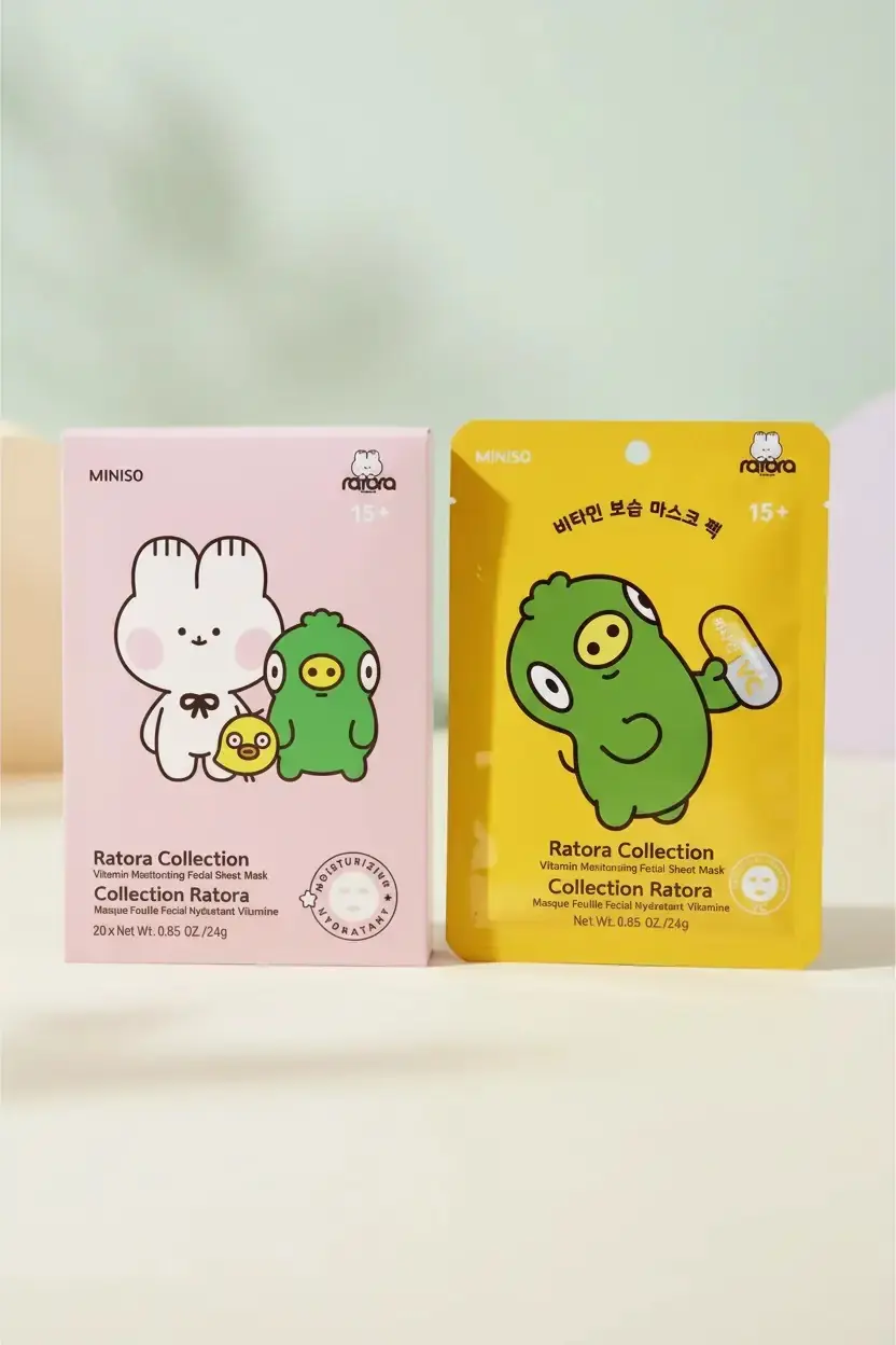 Miniso Lisanslı Ratora Serisi Vitaminli Nemlendirici Kağıt Yüz Maskesi – VC (C Vitamini)