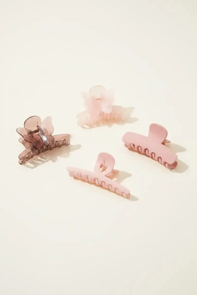 Miniso Lisanslı Pembe Kelebek Kıskaç Toka - Zarif Figürlü PVC Saç Aksesuarı ve Güçlü Tutuşlu Orta Boy Toka