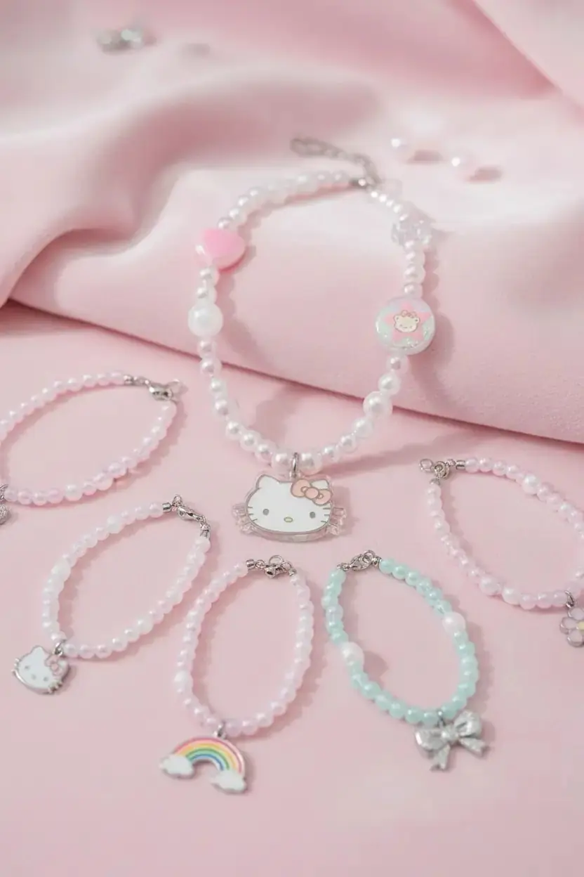 Sanrio Lisanslı Boncuklu Saç Lastiği Hello Kitty 8,5 Cm