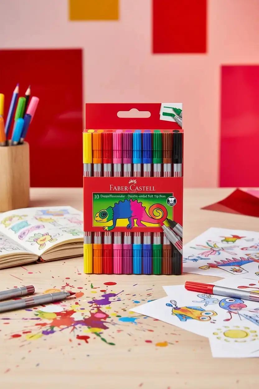 Faber-Castell Çift Taraflı Keçeli Kalem 10 Renk – Boyama ve Çizim Seti