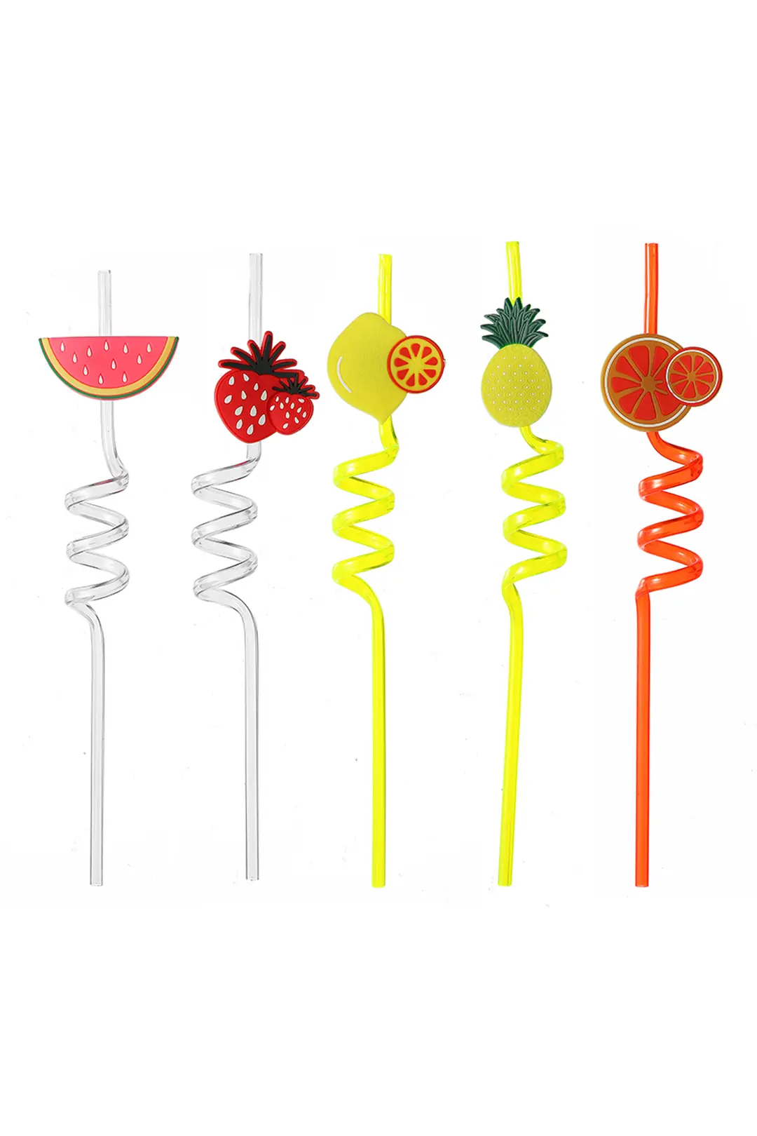 Meyve Tasarımlı Kıvrımlı Pipet (6 adet)