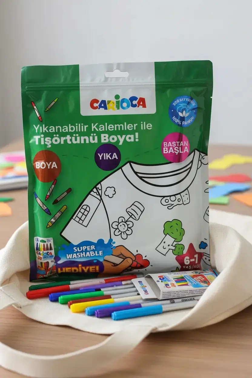 Boyanabilir Çocuk Tişörtü 6-7 Yaş – Keçeli Kalem Hediyeli Yıkanabilir Tasarım