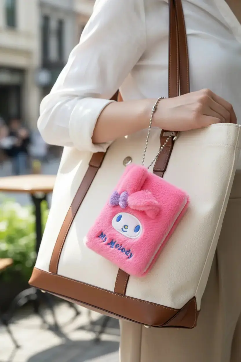 Sanrio Lisanslı My Melody Kolyeli Peluş Defter – Taşınabilir & Yumuşak Dokulu