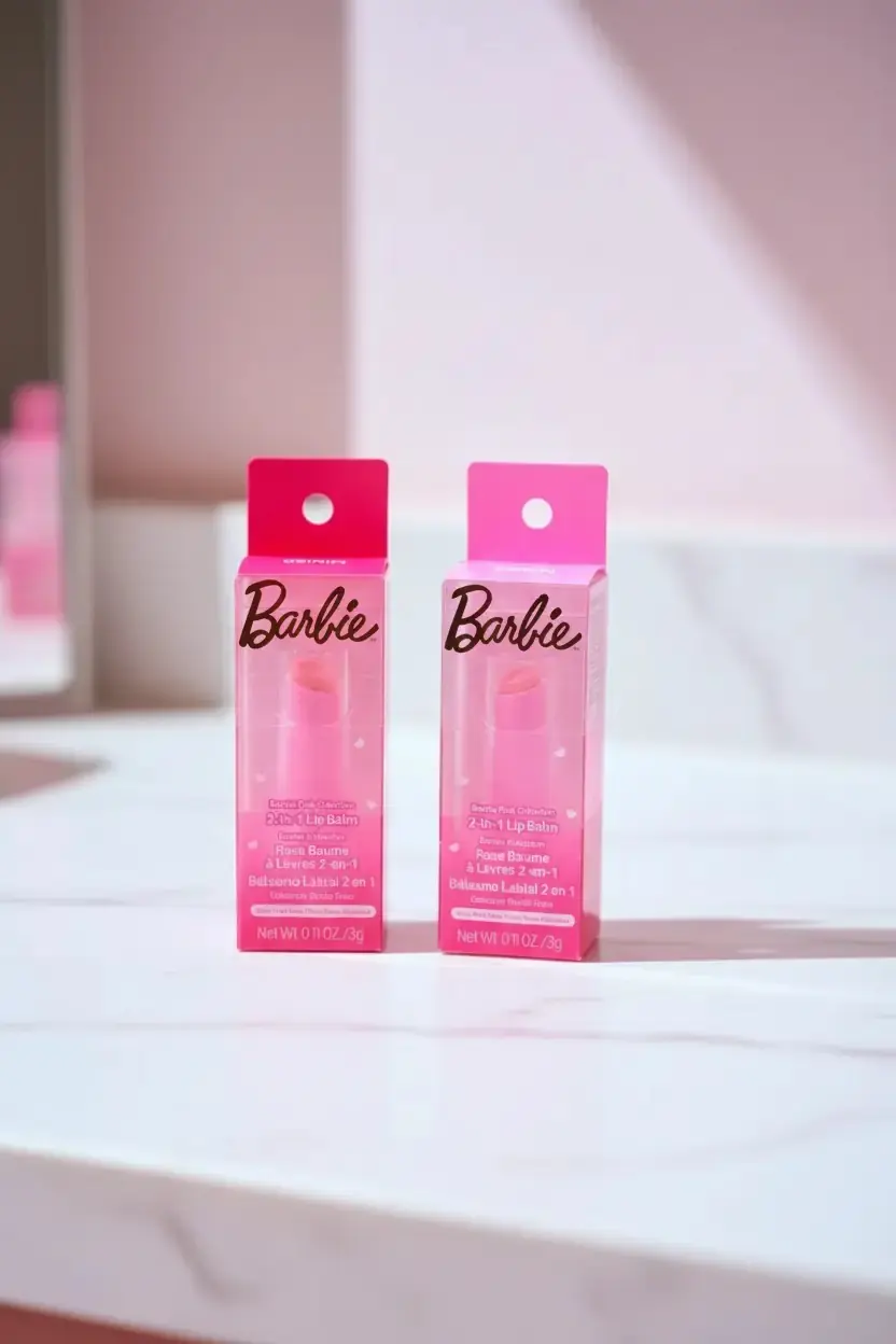Barbie Lisanslı Pembe Serisi 2'si 1 Arada Dudak Balsamı – Nemlendirici ve Renk Veren Lip Balm 7.9 Cm