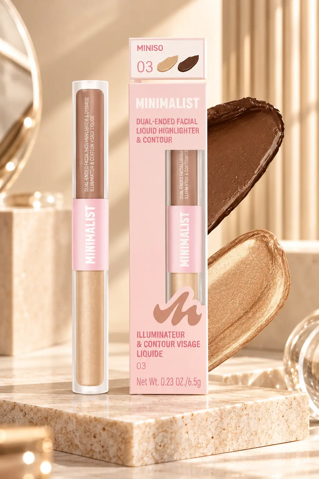 Miniso Lisanslı Minimalist Çift Uçlu Sıvı Aydınlatıcı ve Kontür – 03