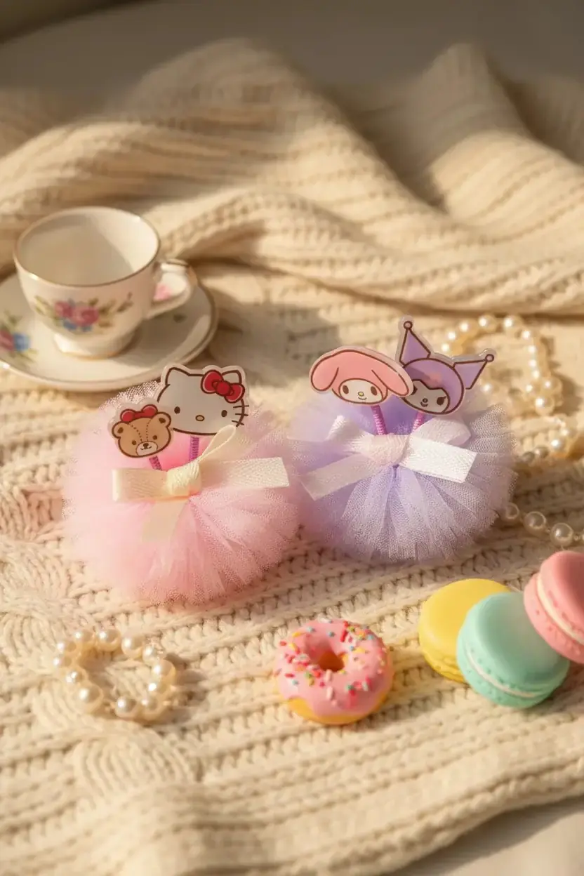 Hello Kitty Lisanslı Fiyonklu Saç Tokası – Tül Detaylı & Hacimli Tasarım