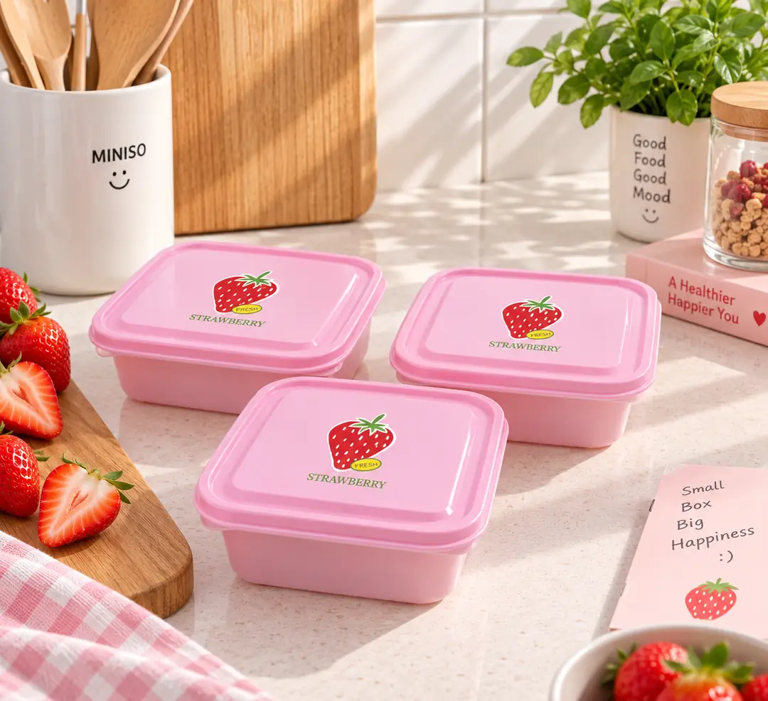 Miniso Lisanslı Çilek Serisi Yemek Kabı Seti 3’lü – Pratik Saklama