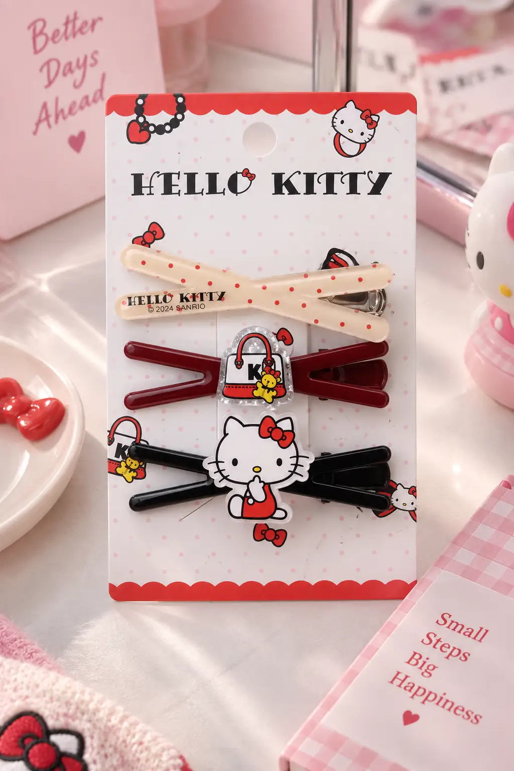 Sanrio Lisanslı Hello Kitty Saç Tokası Seti 3 Adet Renkli Ve Sevimli Aksesuar