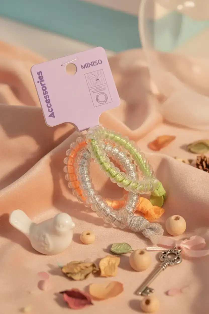 Miniso Lisanslı Renkli Spiral Düğümlü Saç Lastiği Seti – 4 Adet Saç Kırmayan ve Esnek Yapılı Şık Saç Aksesuarı