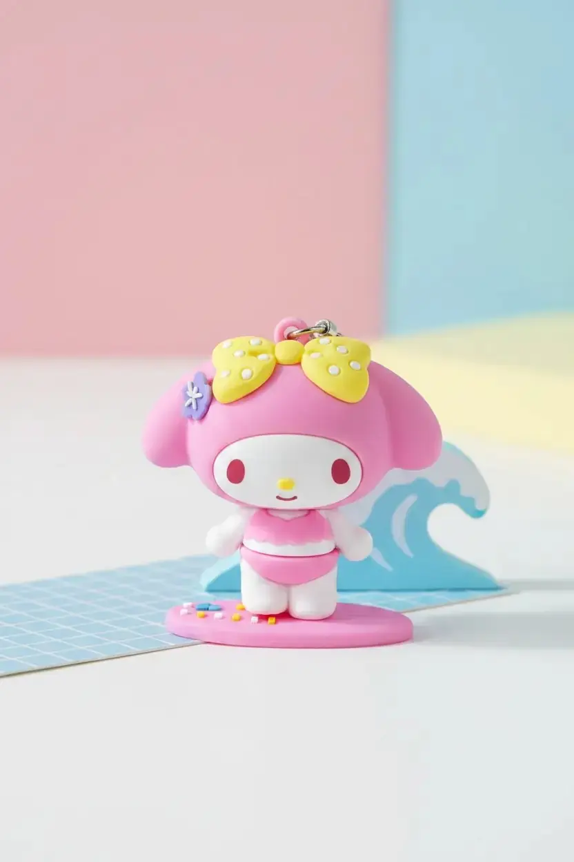 Sanrio Lisanslı Yaz Serisi My Melody Karakterli Dikiz Aynası Araba Süsü ve Dekoratif Araç Aksesuarı