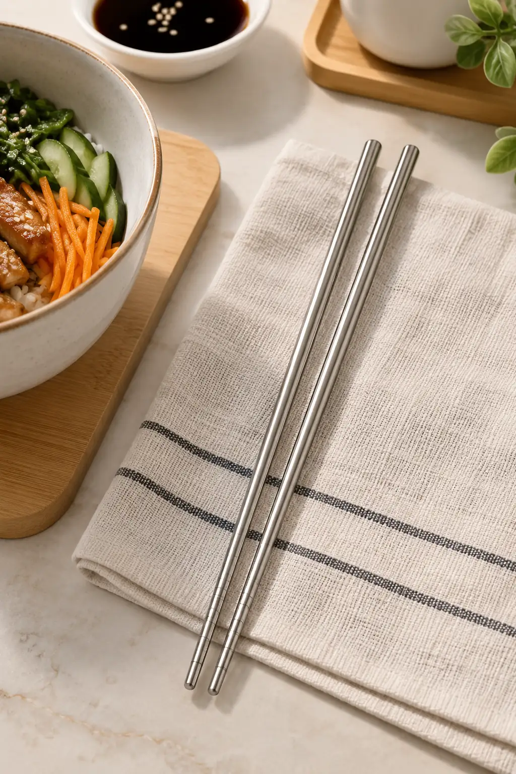 Miniso Lisanslı Paslanmaz Çelik Chopstick 3 Çift 23 Cm – Şık ve Ergonomik Asya Mutfağı Çubuğu