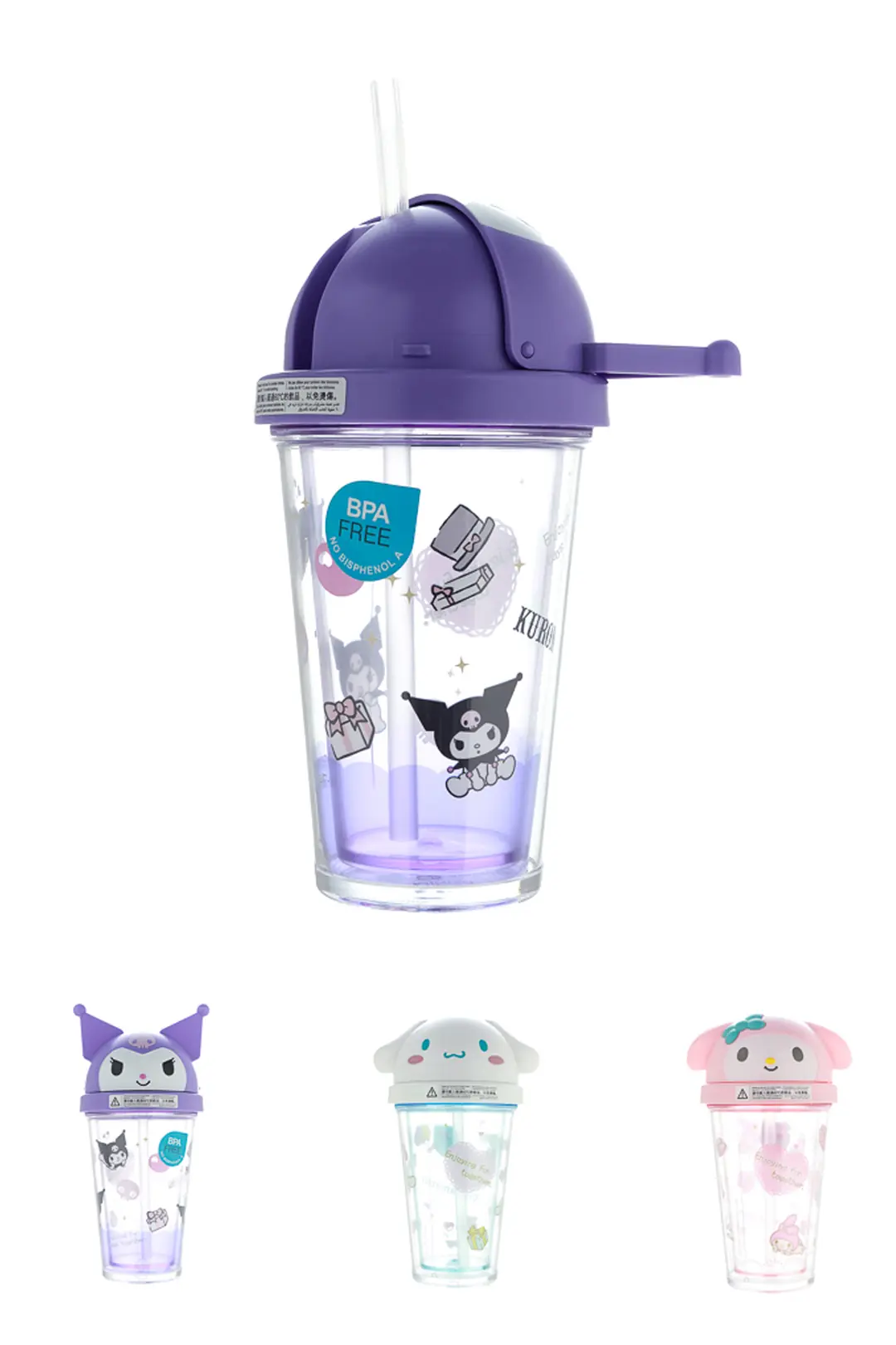 Hello Kitty ve Arkadaşları Pipetli Plastik Matara (320 mL)
