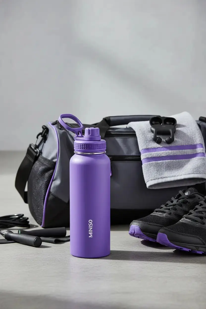 入浴用品 miniusa Klasik Çelik Su Kabı 1400 ML – Şık ve Dayanıklı Mor | Miniso TR