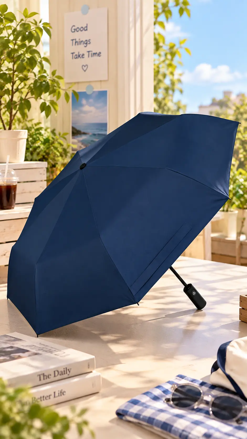 Miniso Lisanslı 8 Telli Büyük Otomatik Güneş Şemsiyesi – Lacivert