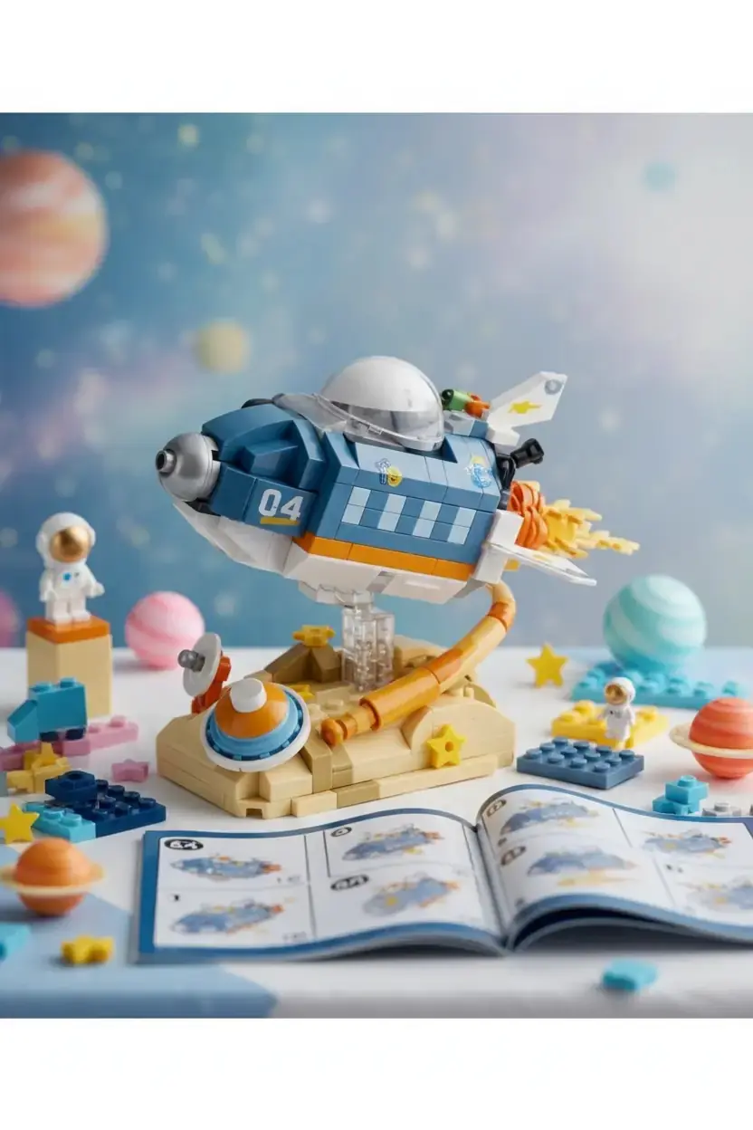 Miniso Lisanslı Keşif Astronavigasyon Serisi Oyun Bloğu Uzay Gemisi – Eğitici Oyuncak Seti 9 Cm