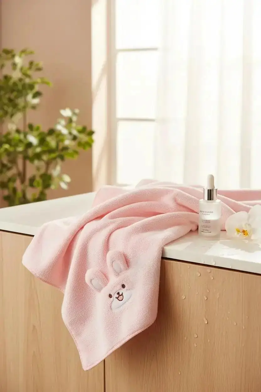 Miniso Lisanslı Sevimli Hayvanlar Serisi Tavşan Emici Saç Havlusu – Hızlı Kuruyan Yumuşak Mikrofiber Saç Bonesi 80 Cm