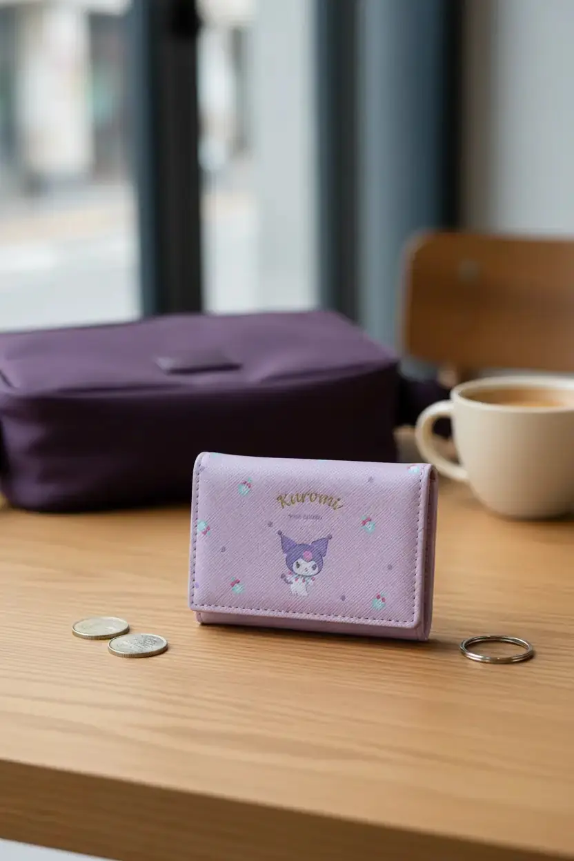 Sanrio Lisanslı Kuromi Sevimli Kapaklı Bozuk Para Cüzdanı 11 Cm