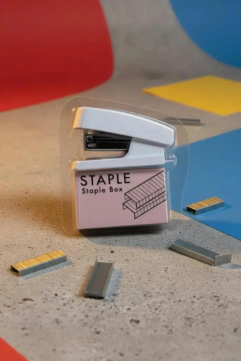 Miniso Lisanslı Basic Serisi Mini Zımba Seti – Telleriyle Birlikte Pratik Evrak Düzenleyici