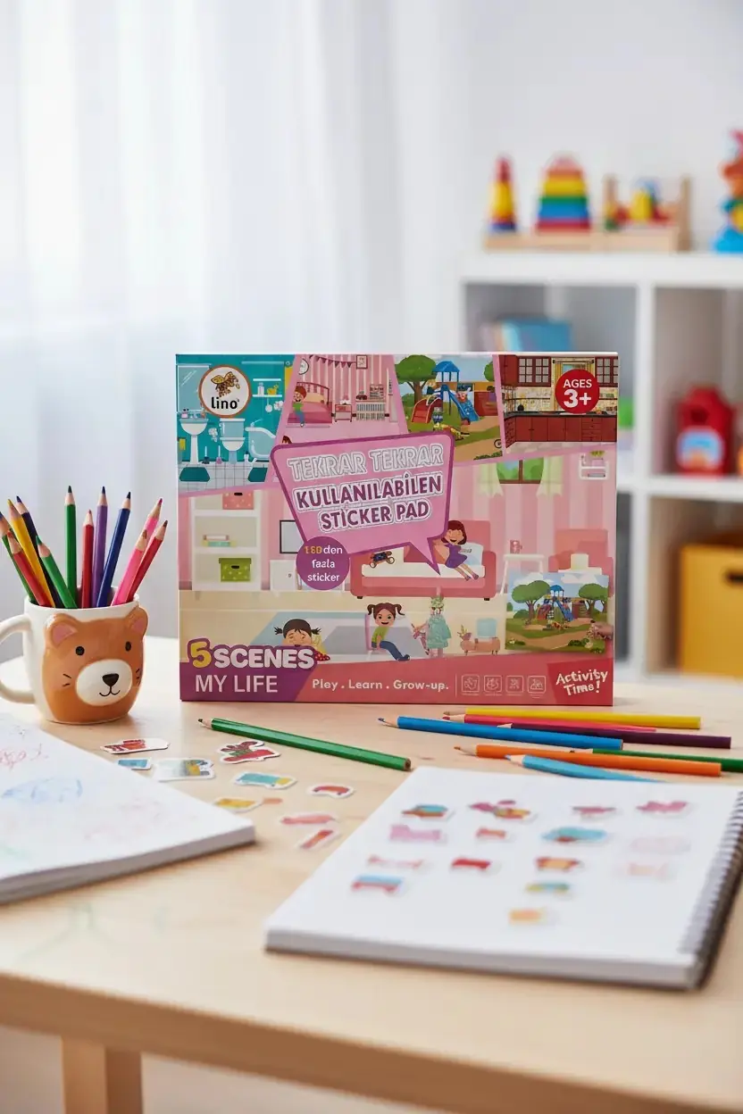 Lino Tekrar Kullanılabilen Sticker Pad – Günlük Hayat İle Eğlenceli Oyun