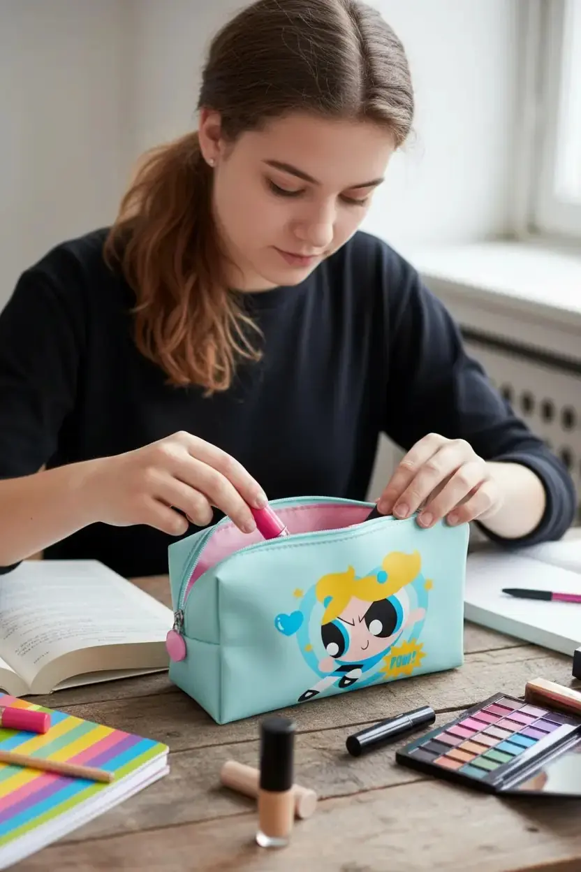 Powerpuff Girls Lisanslı Bubbles Kare Kozmetik Çantası Mavi Organizer 20 Cm