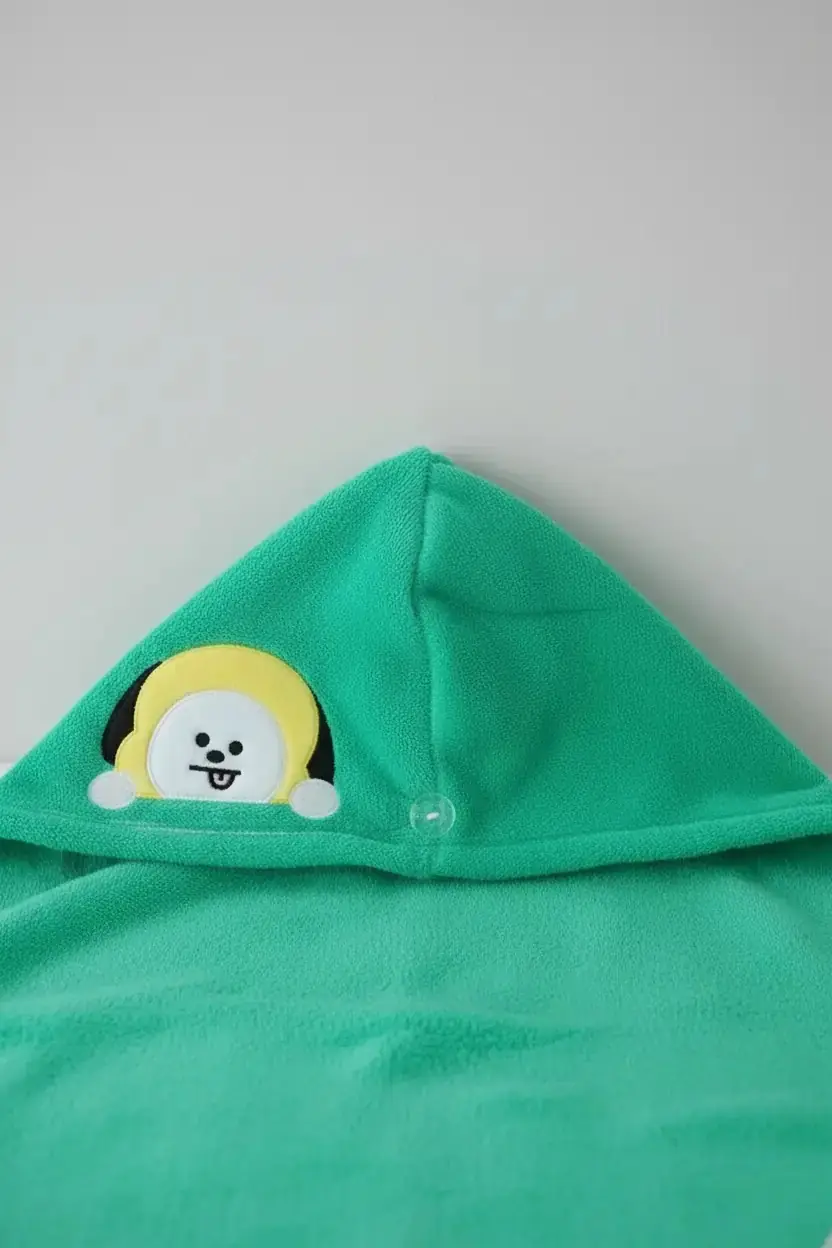 BT21 Lisanslı Düğmeli Ultra Emici Mikrofiber Saç Kurutma Havlusu Chimmy 13 cm