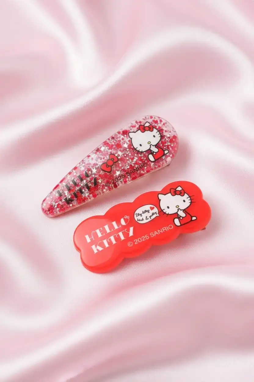 Hello Kitty Lisanslı Saç Tokası (2 Adet) – Canlı Renkli & İkonik Figürlü