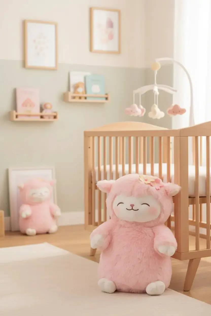 Miniso Lisanslı Kuzu Baa Serisi Pembe Peluş Oyuncak – Sakura Temalı Yumuşak ve Kabarık Kuzu 27 Cm