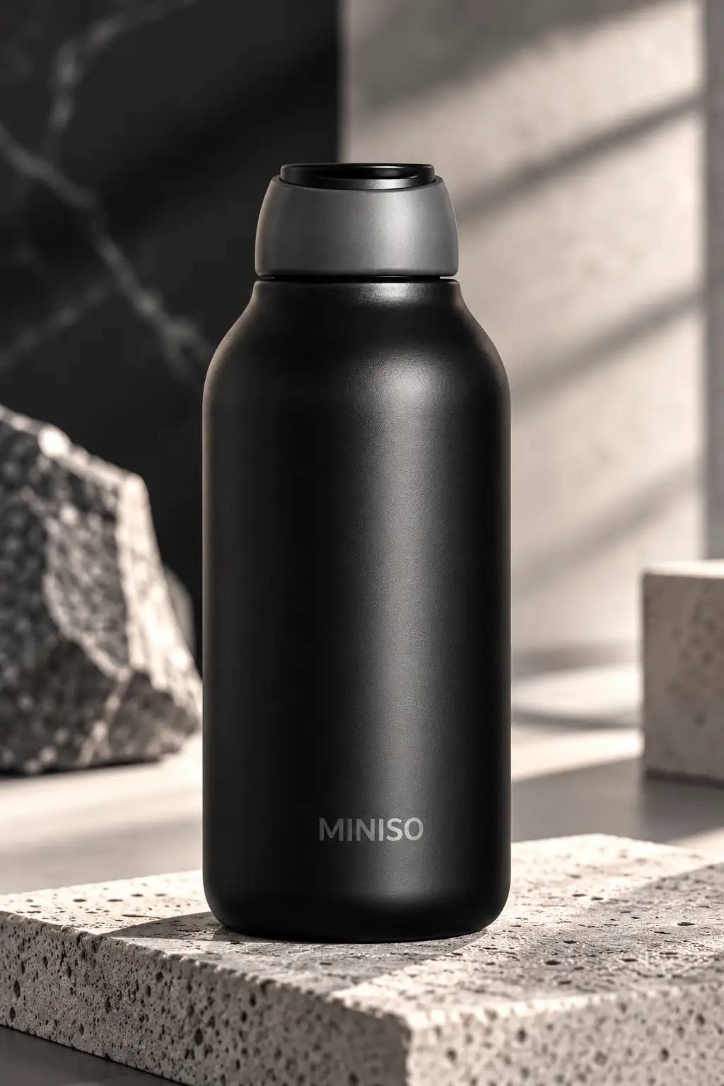 Minimalist Çift Cidarlı Yalıtımlı Termos Şişe 500 mL (Siyah)
