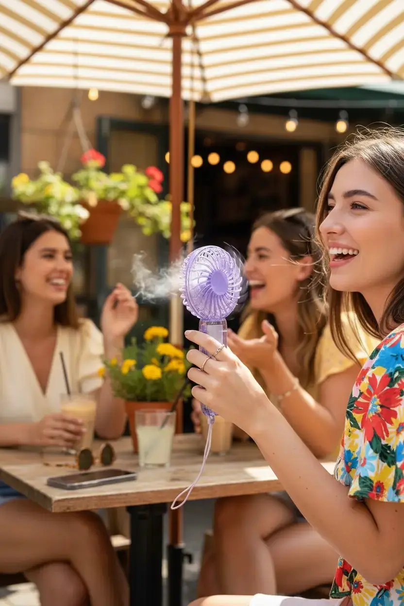 Miniso Lisanslı El Tipi Mini Fan Mor – Şarj Edilebilir Taşınabilir El Fanı 13,75 Cm