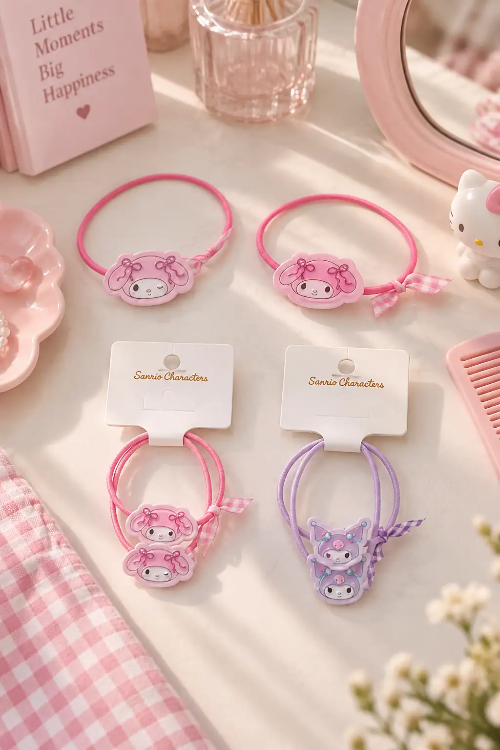 Sanrio Lisanslı Hello Kitty Ve Arkadaşları Saç Tokası (2 Adet) – Esnek Yapılı & Renkli Set