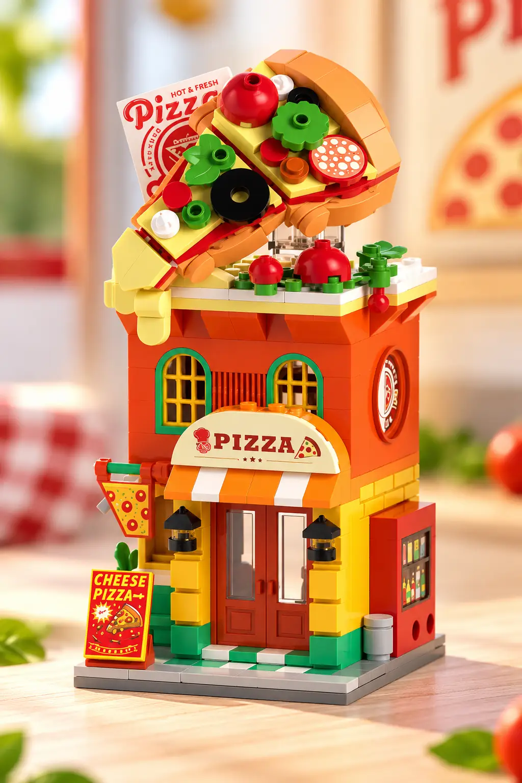 Retro Pizza Dükkânı Yapı Blokları K28036