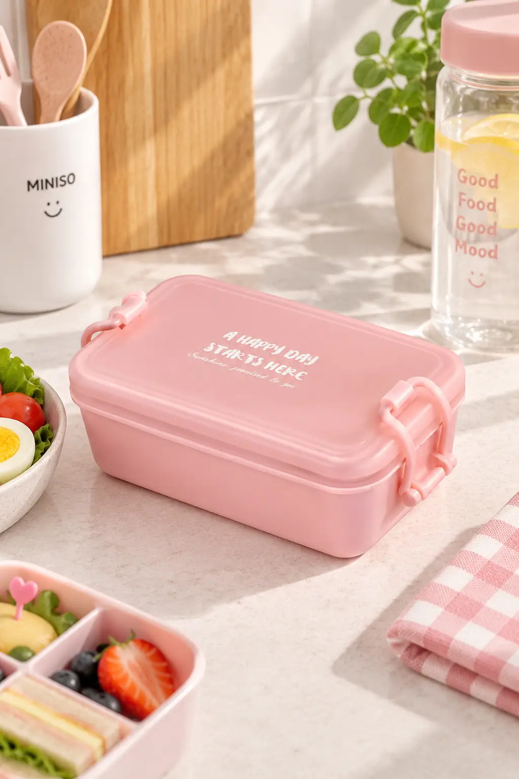 Miniso Lisanslı Macaron Öğle Yemeği Kutusu Pembe 500 Ml – Ayırıcılı