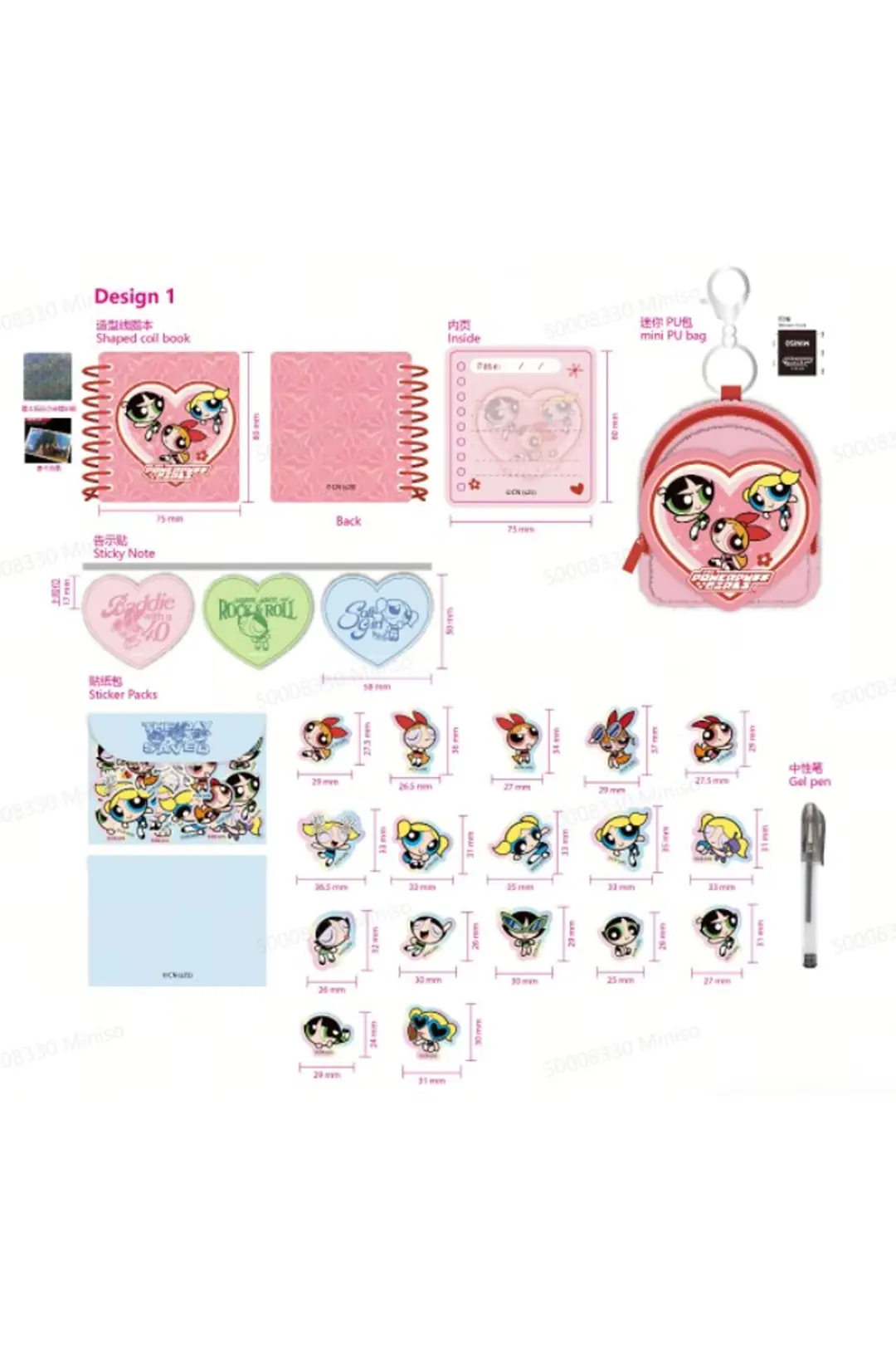 Miniso Powerpuff Girls Lisanslı Mini Kırtasiye Seti – Özel Saklama Çantalı Komple Set