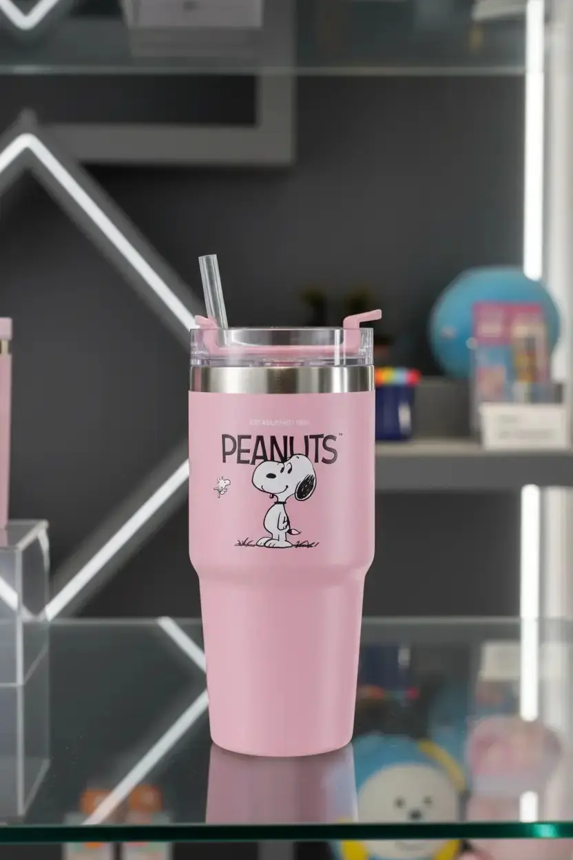 Peanuts Snoopy Lisanslı Pipetli Çelik Matara – 490 Ml – Paslanmaz Çelik