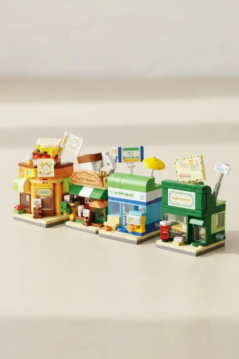 Miniso Lisanslı Mini Şehir Oyun Bloğu Model A – Kompakt 8,6 Cm