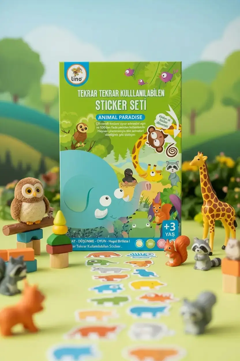 Lino Tekrar Kullanılabilen Sticker Seti Animal – Eğlenceli Ve Hayvan Temalı