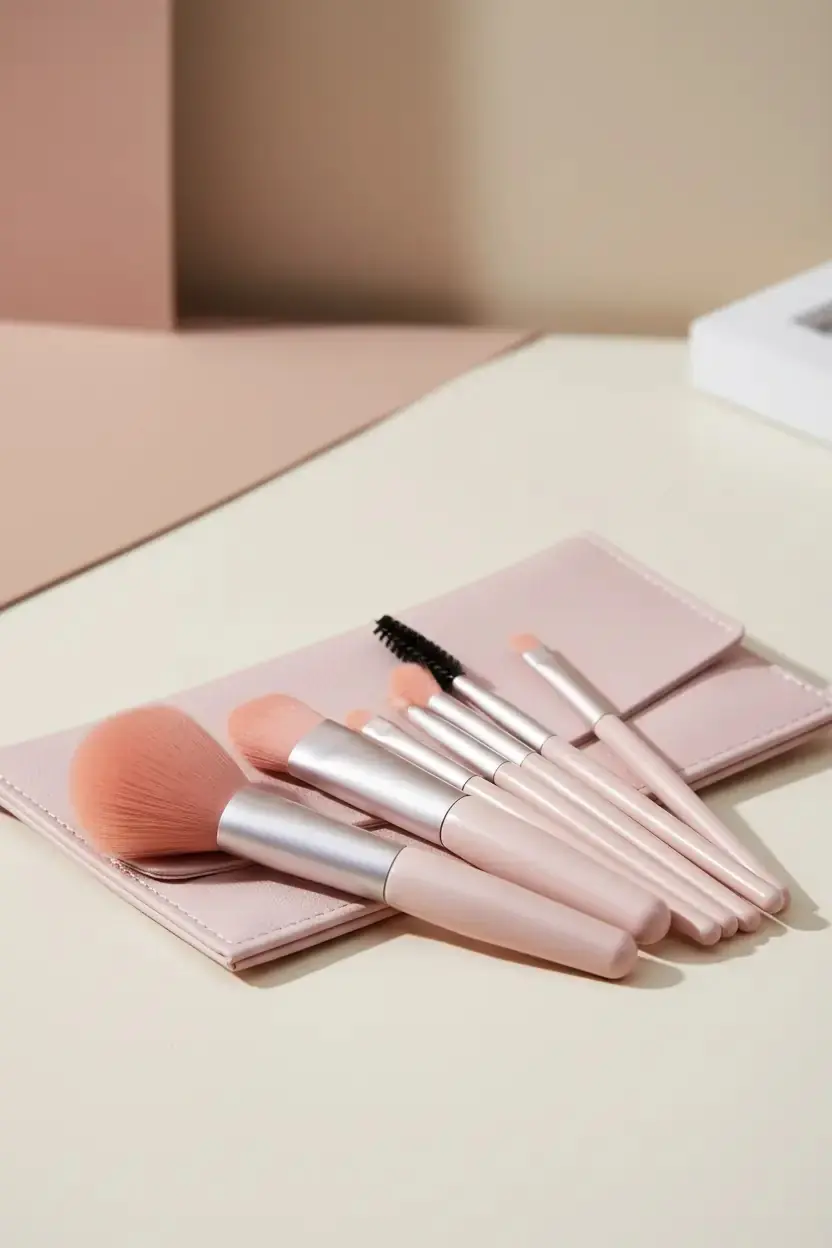 Miniso Lisanslı Taşınabilir Makyaj Fırçası Seti 8 Parça – Çantalı 18,5 Cm