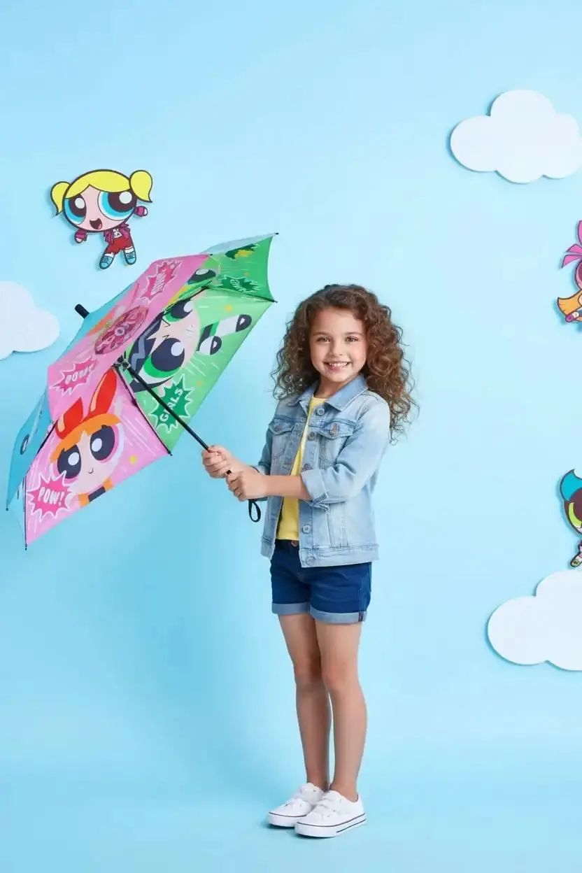 Powerpuff Girls Lisanslı Gümüş Kaplamalı Güneş Şemsiyesi UV Korumalı 24 Cm
