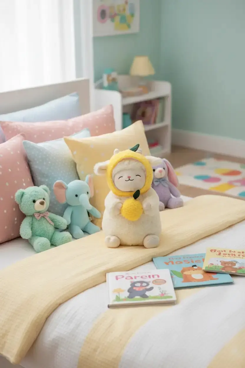 Miniso Lisanslı Kuzu Baa Serisi Peluş Oyuncak – Limon Kostümlü Yumuşacık Sarılmalık 25 Cm