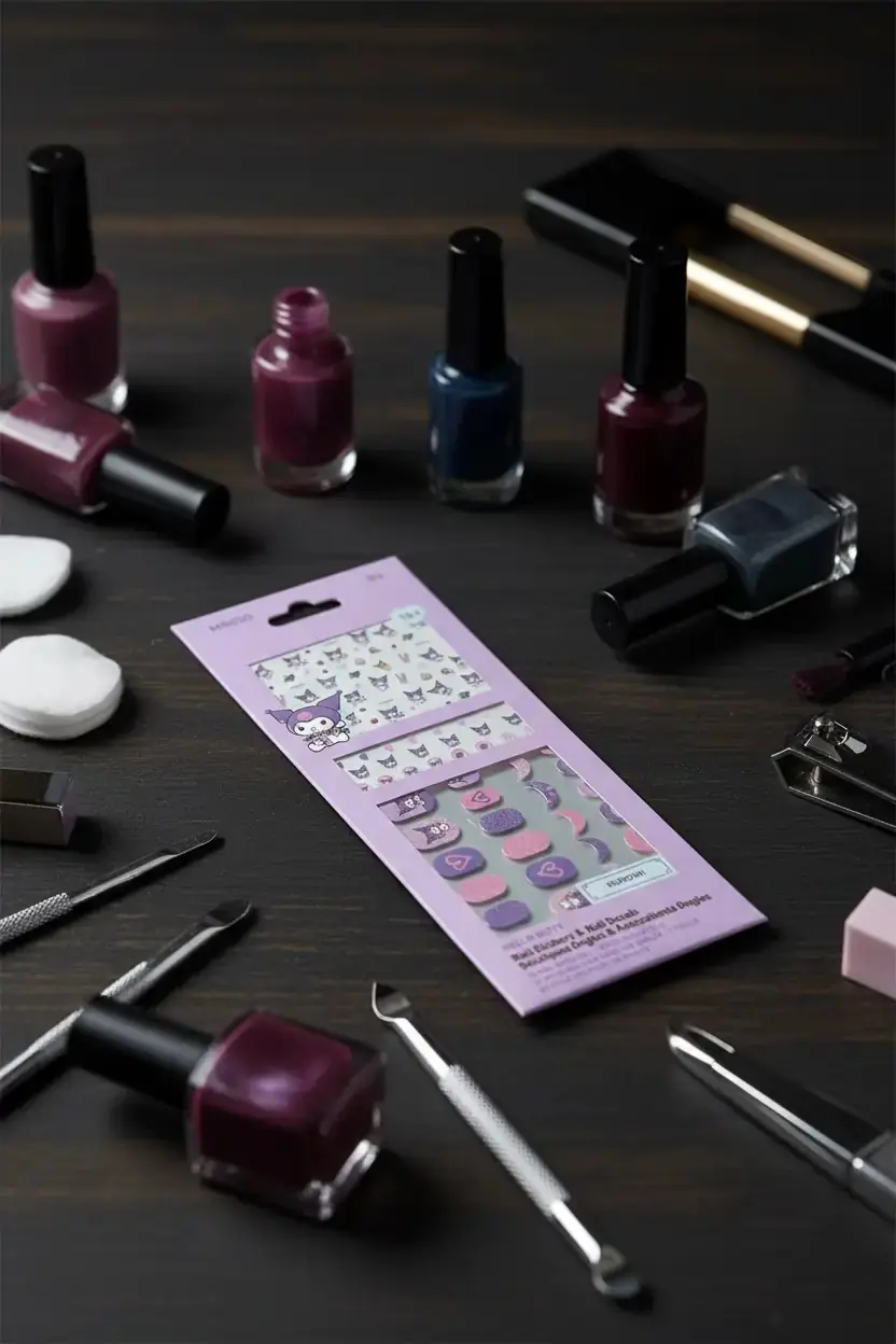 Sanrio Kuromi Lisanslı Tırnak Süsü Ve Çıkartma Seti (03) – Pratik Nail Art Sticker Ve Tırnak Aksesuarı 17,5 Cm