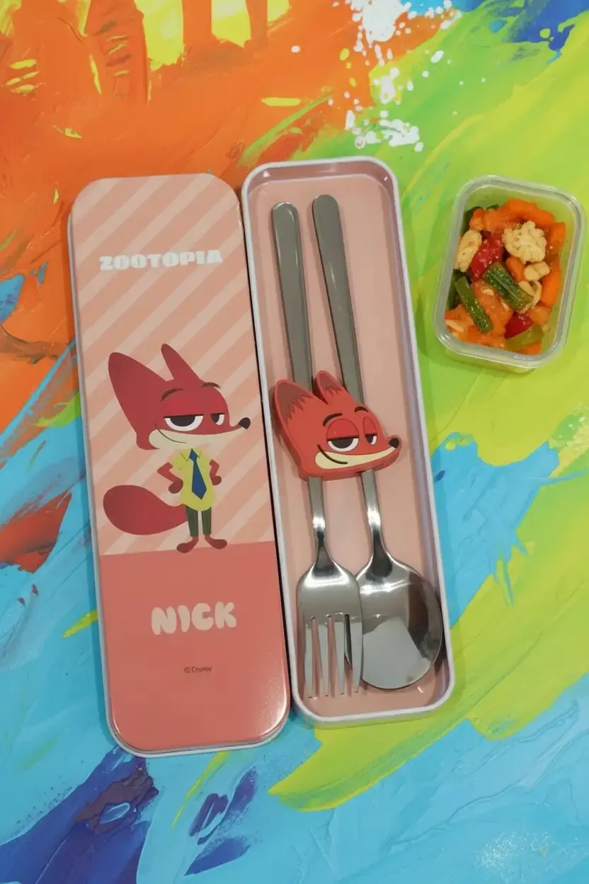 Disney Lisanslı Zootopia Mıknatıslı Çatal Kaşık Seti – Paslanmaz Çelik Kutulu Tasarım