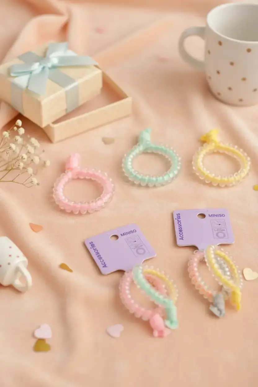 Miniso Lisanslı Renkli Spiral Düğümlü Saç Lastiği Seti – 4 Adet Saç Kırmayan ve Esnek Yapılı Şık Saç Aksesuarı