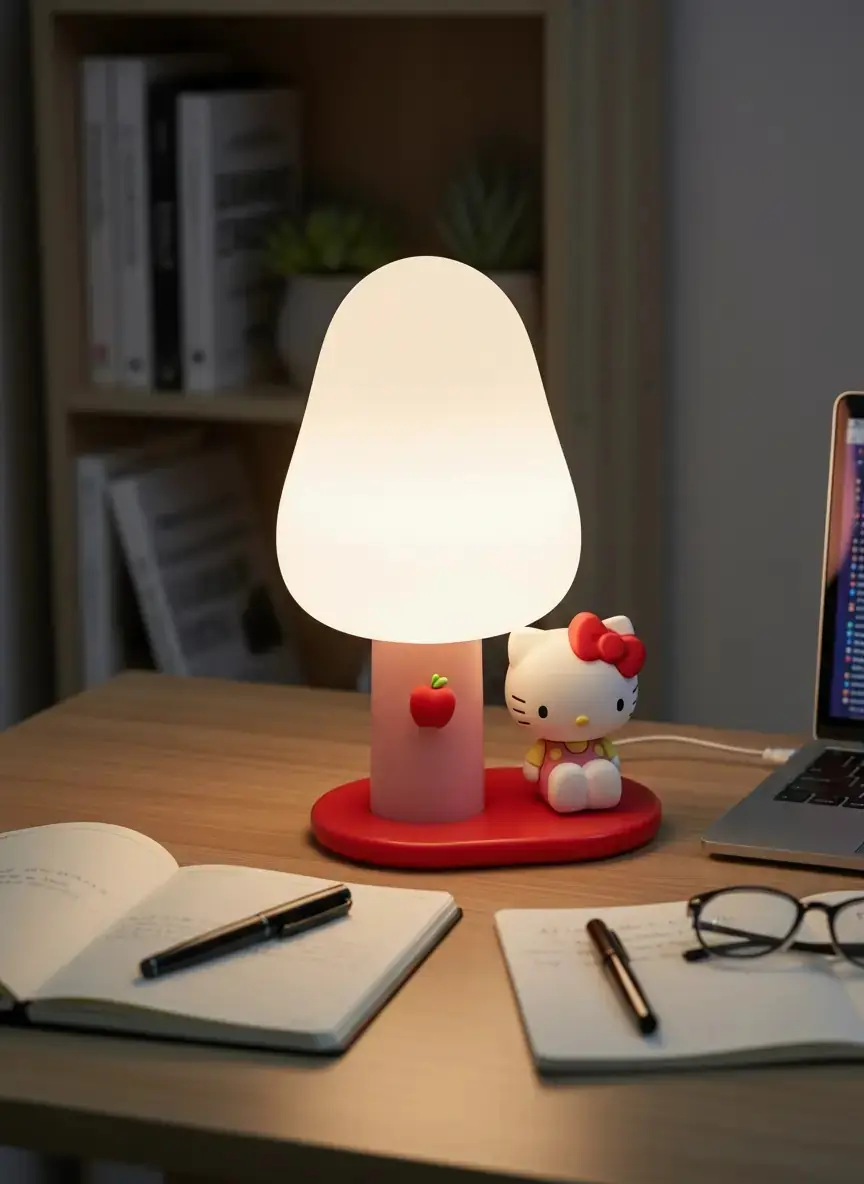Sanrio Lisanslı Hello Kitty LED Gece Lambası – Yumuşak Işıklı Dekoratif 10,5 Cm