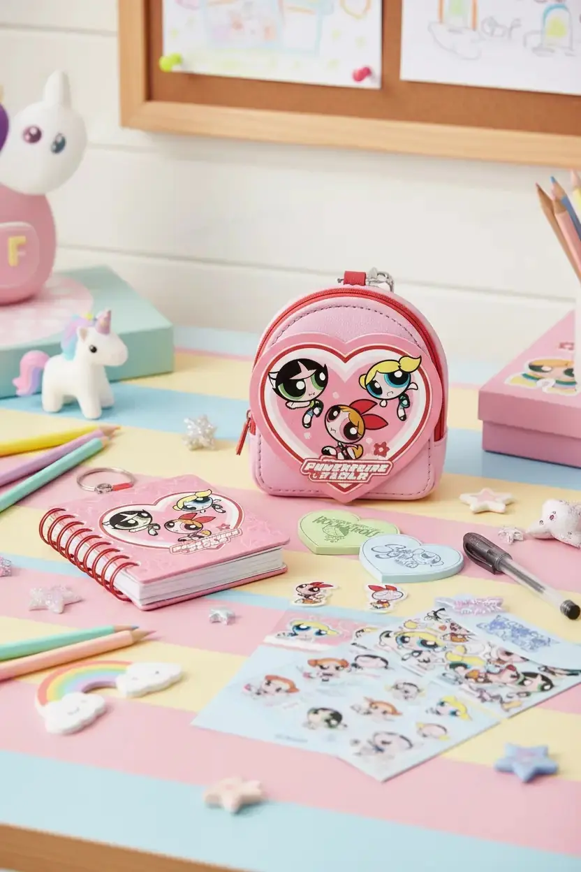Miniso Powerpuff Girls Lisanslı Mini Kırtasiye Seti – Özel Saklama Çantalı Komple Set