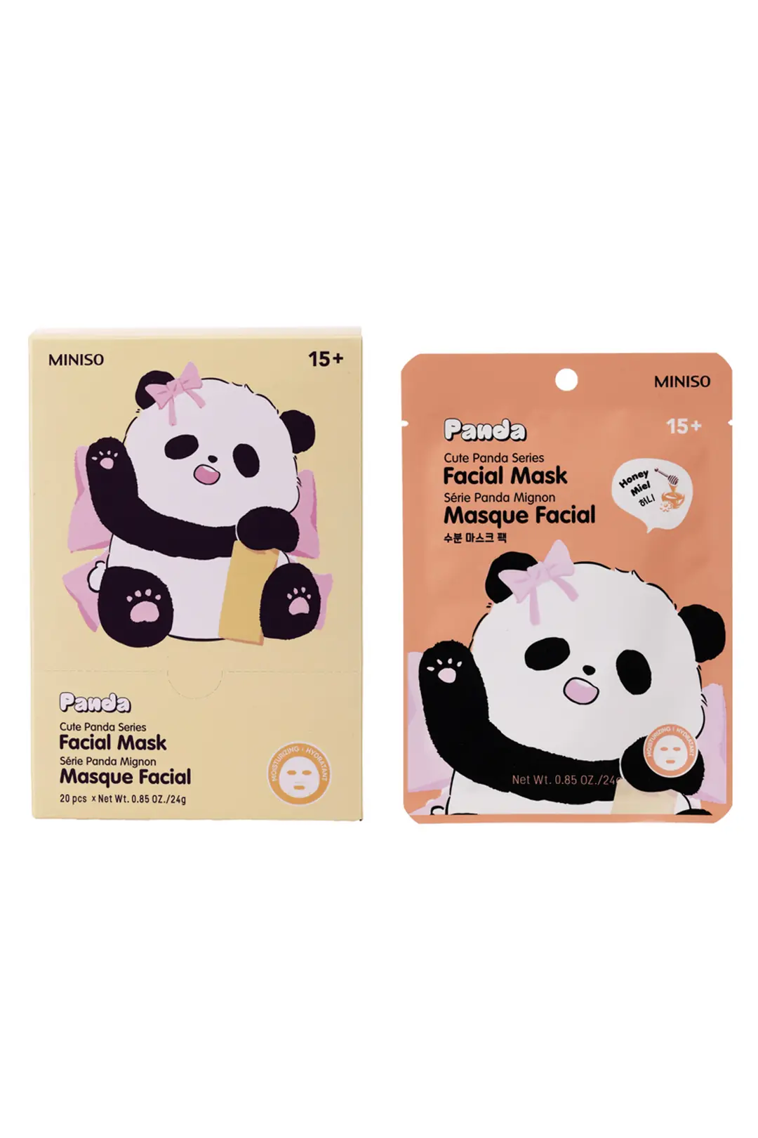 Miniso Lisanslı Sevimli Panda Serisi Yüz Maskesi – Besleyici Bal Özlü 17 Cm